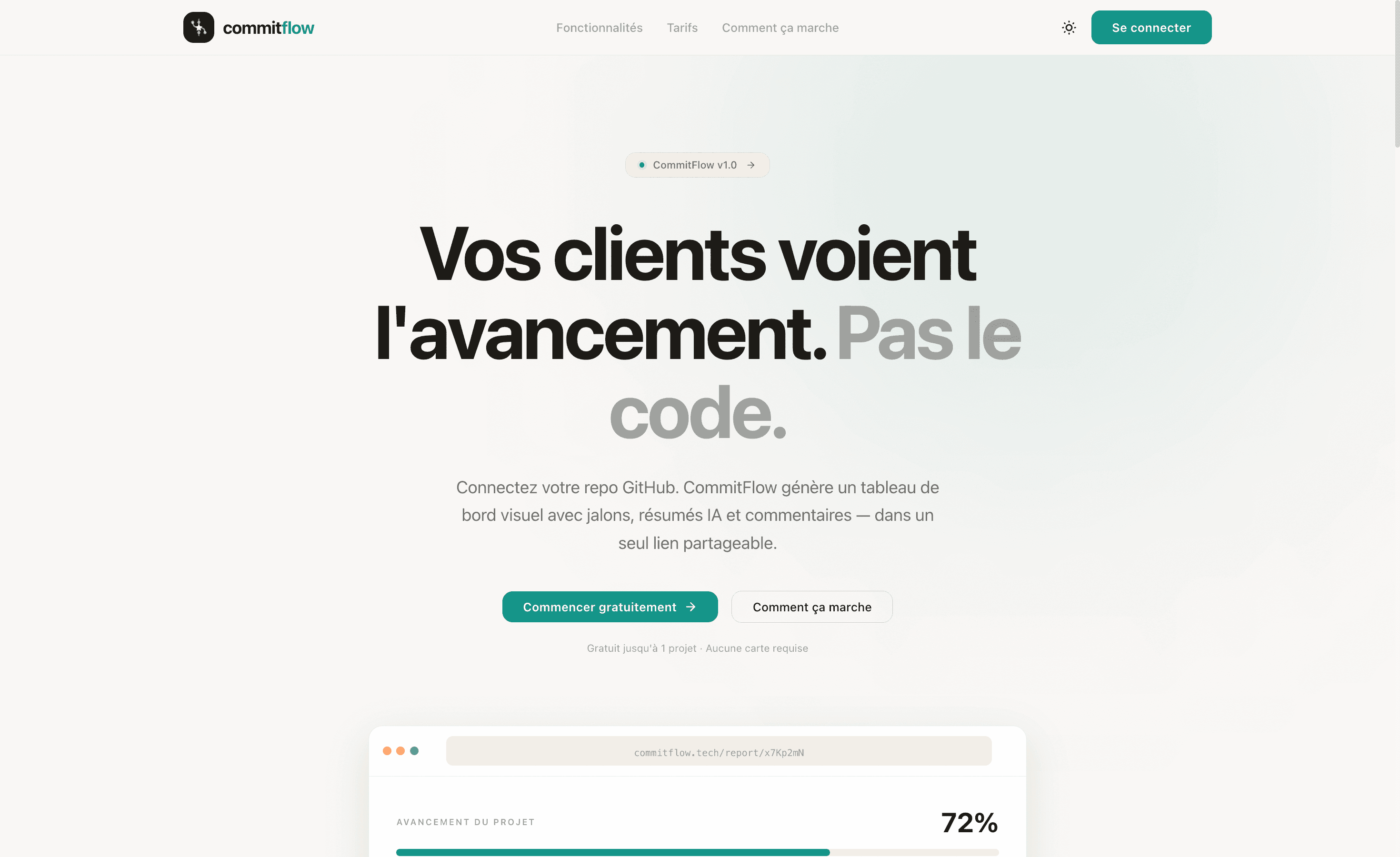 CommitFlow, dashboard